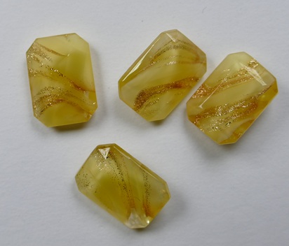 OC-14-10-MGY-BR Milky Golden Yellow Bronze Striped Czech Glass Octagon 14×10 mm