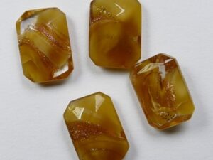 OC-14-10-THC-BR Transparent Honey Caramel Bronze Striped Czech Glass Octagon 14x10 mm
