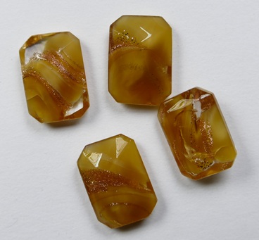 OC-14-10-THC-BR Transparent Honey Caramel Bronze Striped Czech Glass Octagon 14×10 mm