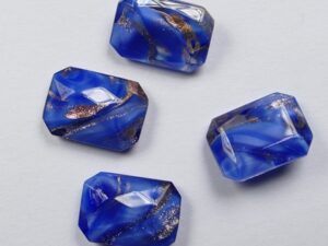 OC-14-10-TSO-BR Transparent Sapphire Opal Bronze Striped Czech Glass Octagon 14x10 mm
