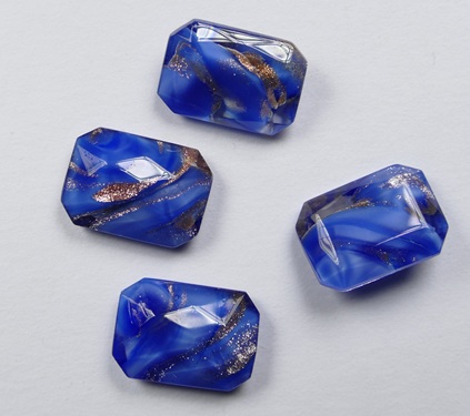 OC-14-10-TSO-BR Transparent Sapphire Opal Bronze Striped Czech Glass Octagon 14×10 mm