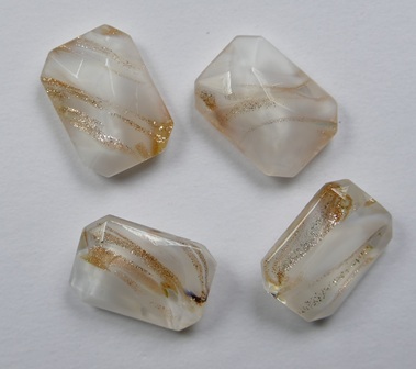 OC-14-10-WHOP-BR White Opal Bronze Striped Czech Glass Octagon 14×10 mm