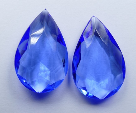 PE-32x20-SAP Sapphire Czech Glass Pear Doublette Cabochon