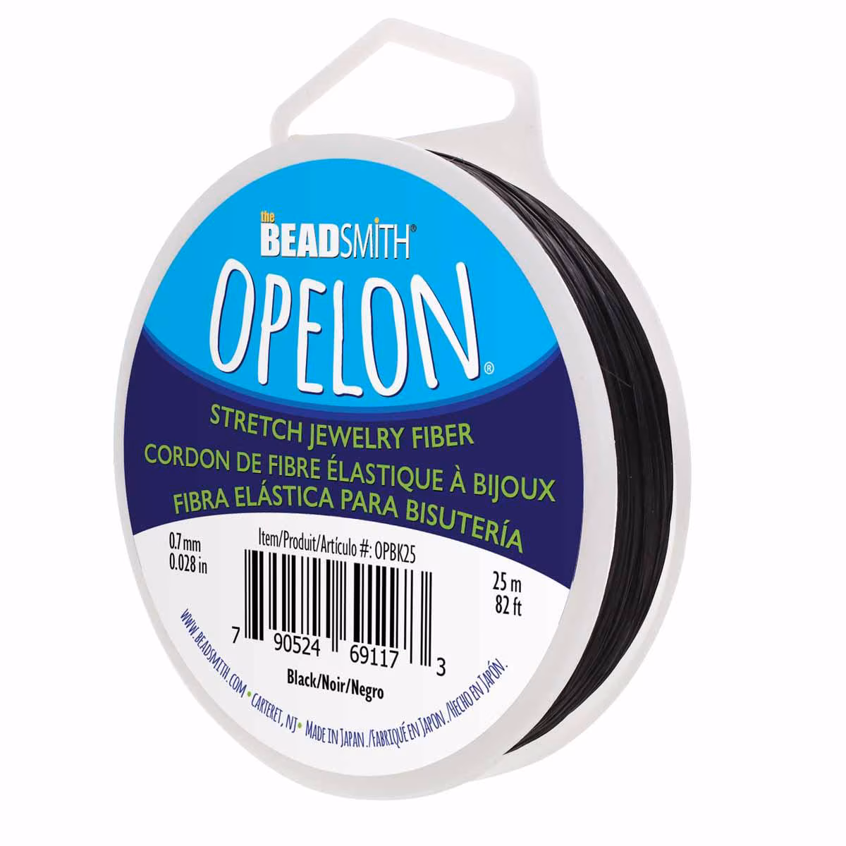 0.7 mm. Opelon Stretch Black Jewelry Fiber 25 meter
