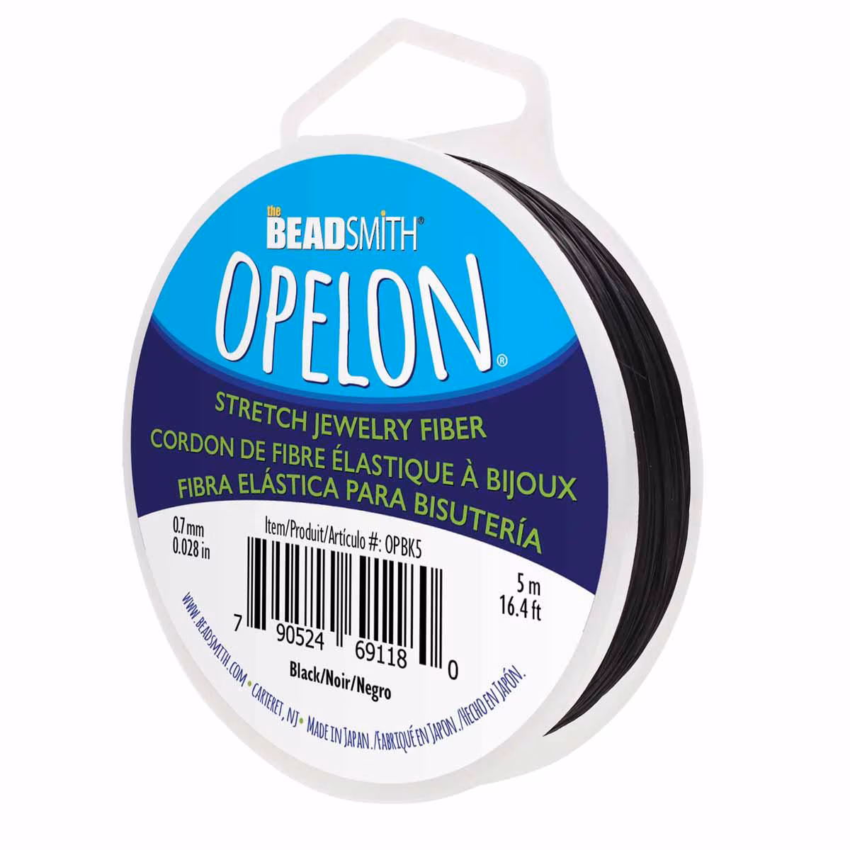 0.7 mm. Opelon Stretch Black Jewelry Fiber 5 meter